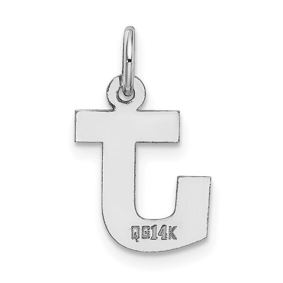 14k White Gold, Amanda Collection, Small Block Style Initial J Pendant - Picture 3 of 5